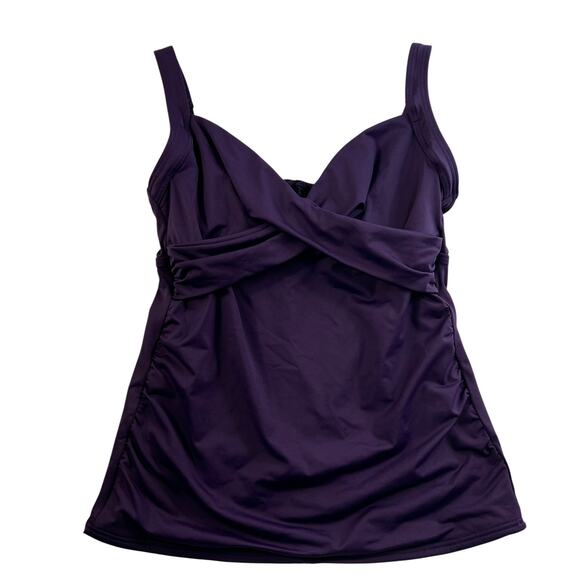 Lands End Sz 2 Tankini Top Swimsuit Underwire Purple Twist Front Adjustable Swim - Picture 3 of 11
